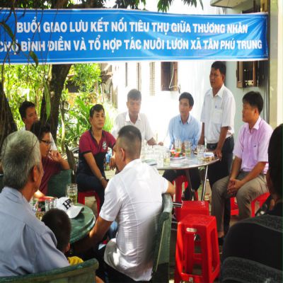 Kết nối giao thương giữa tiểu thương chợ Bình Điền và tổ hợp tác nuôi lươn xã Tân Phú Trung, huyện Củ Chi